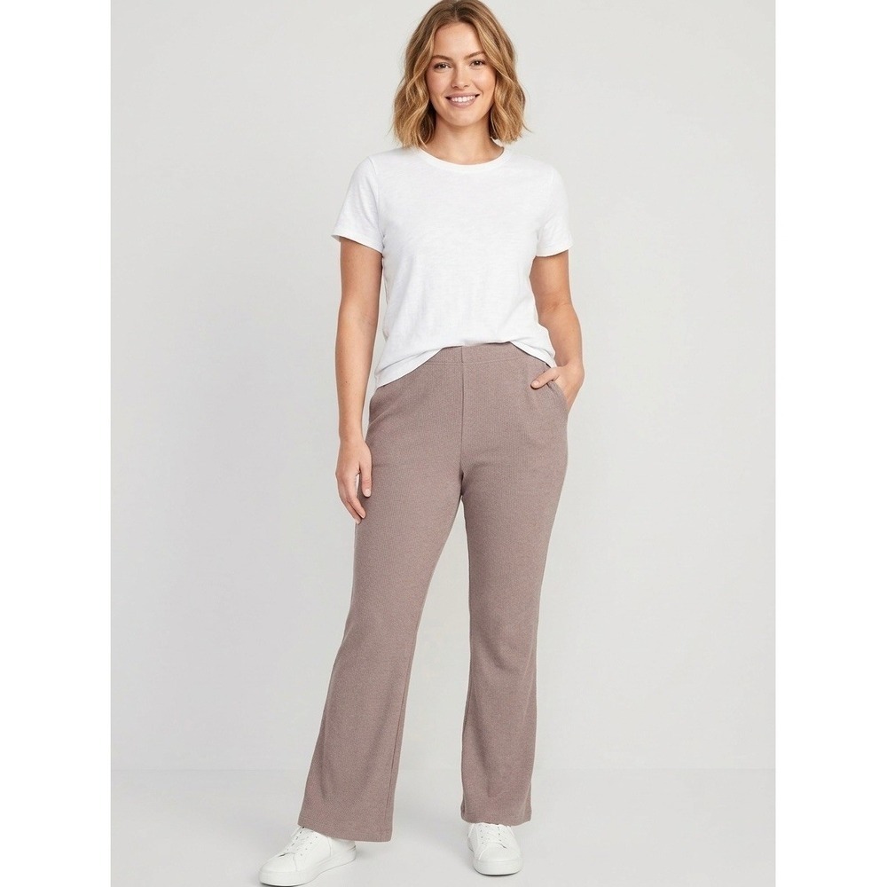 Old Navy Mauve Ribbed Flare Pants Plus Size 4X High Waisted Stretch Pull On